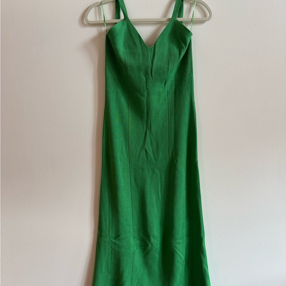 Mango Green Sheath Dress V-Neck Sleeveless